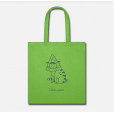 I Hate Pizza Cute Cat Lime Green Tote Bag